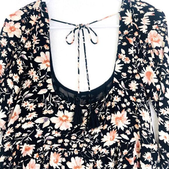 AEO | Bohemian Floral Flowy Mini Dress with Puff Sleeves Size Small - Picture 4 of 14